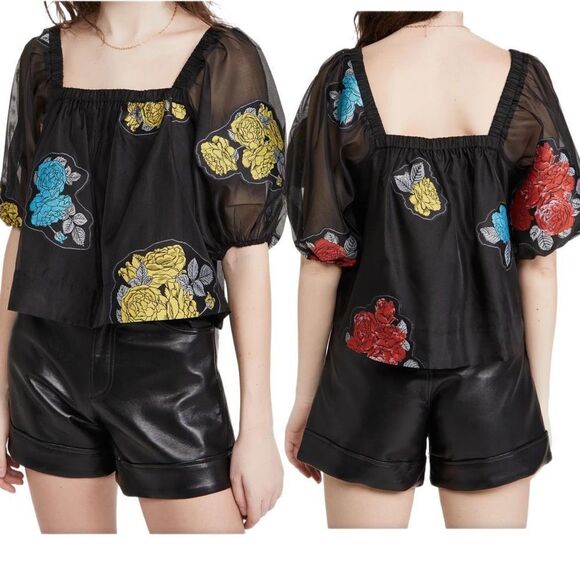 Ganni Patch Organza Blouse - Picture 1 of 6